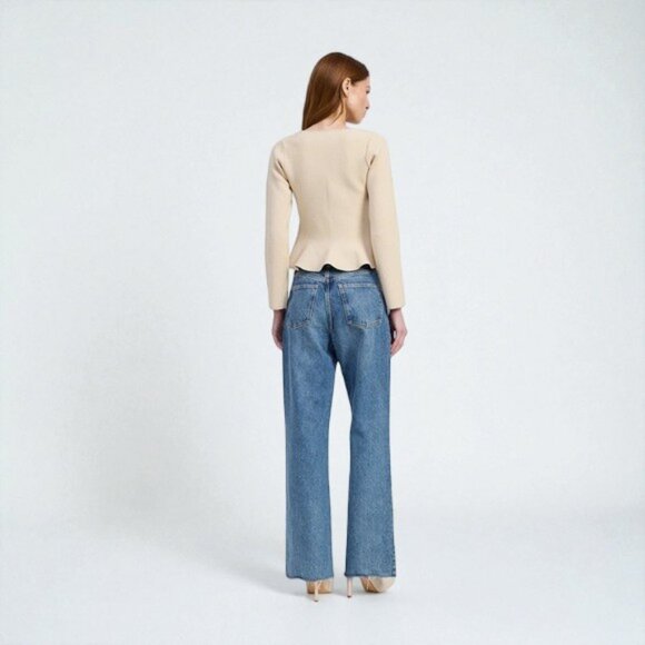 NWT En Saison Idah Structured Tailored Peplum Knit Cardigan w Novelty Buttons - Picture 4 of 8